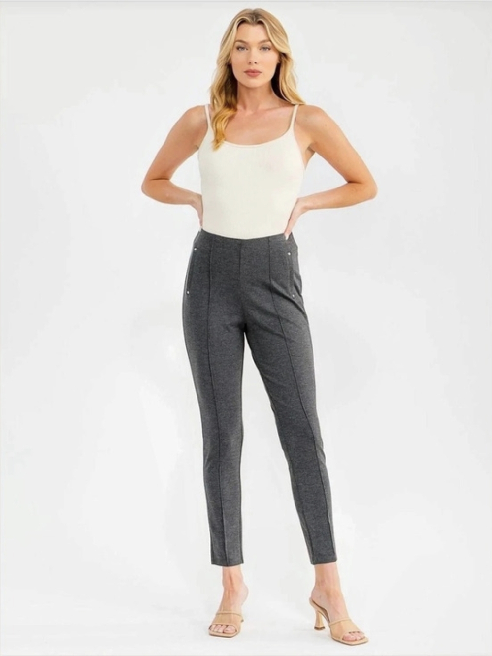 Adrienne Vittadini Skinny Stretch Pants in Gray And Black Size Small NWT 2 Ava